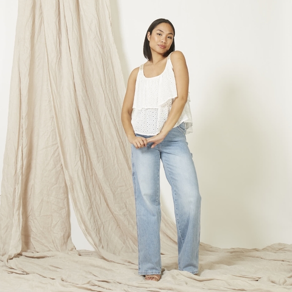 Sleeveless Top Eyelet & Straps with Hearts White made in Italy - Picture 4 of 9